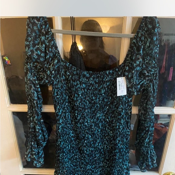 Floral Blue and Black Dress - NWT - Picture 3 of 4